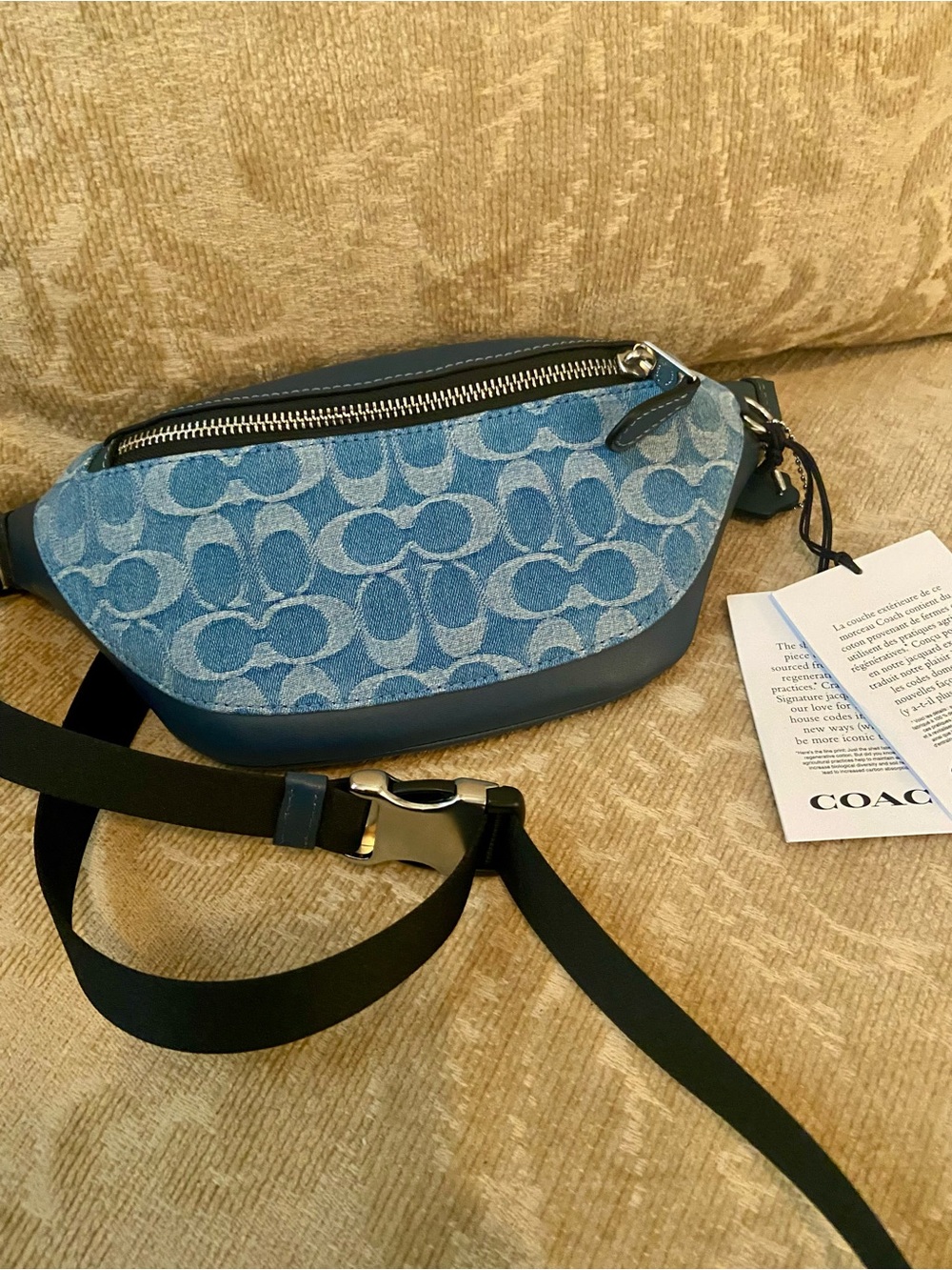 Coach Denim Signature Crossbody Belt Bag in Blue